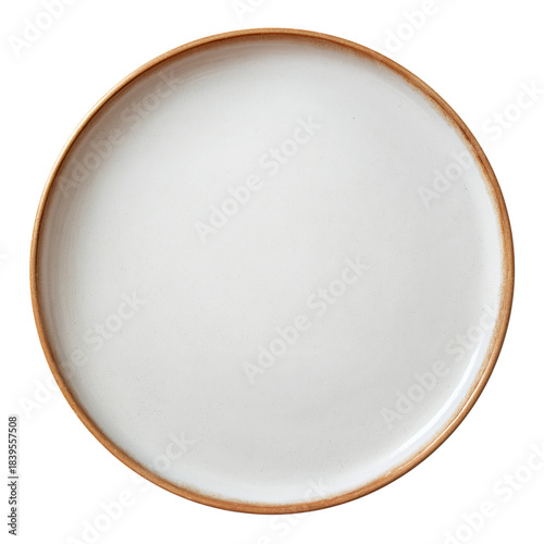 Empty Round Plate on White Background With Smooth Surface Ready for Food Pres...