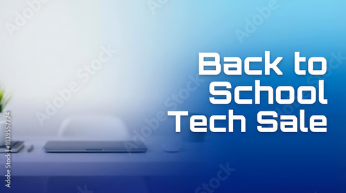 Back to School Tech Sale Banner with Laptop and Keyboard.