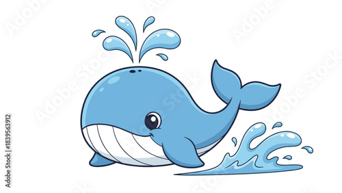 Cute cartoon dolphin playing with a ball in the ocean
