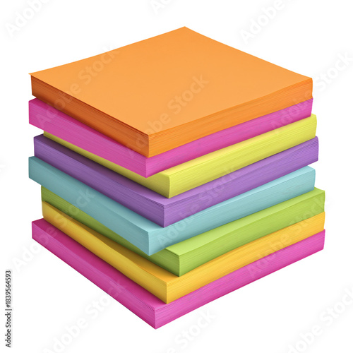 Colorful Stack of Sticky Notes on a White Background in an Office Setting Dur...