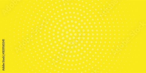 Pop art lemon yellow background with halftone patterns in comic book style, vector.