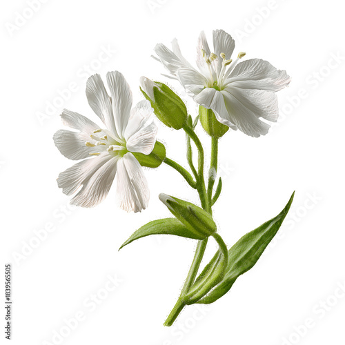 White Flowers With Green Leaves in a Simple Setting Captured in a Clear View ...