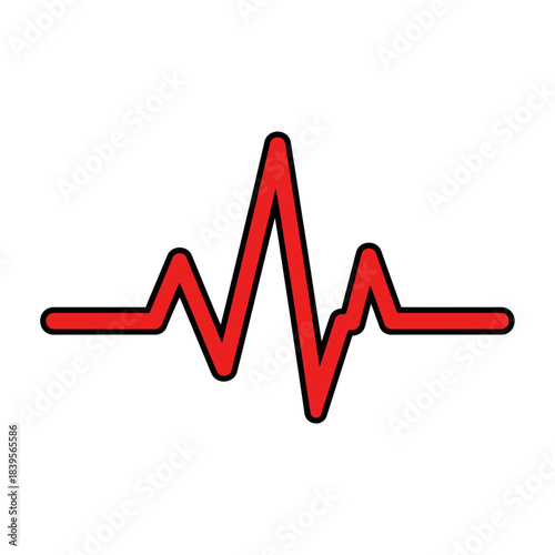 Red electrocardiogram line on white background, representing heartbeat and life. isolated on white background, Vector