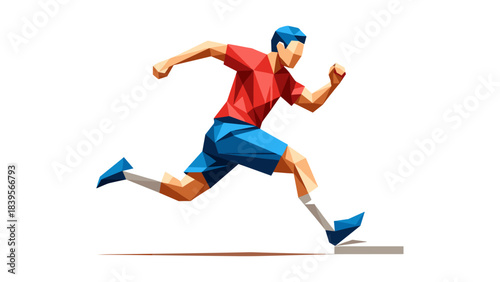 Geometric illustration of a runner in motion, perfect for sports and fitness themes