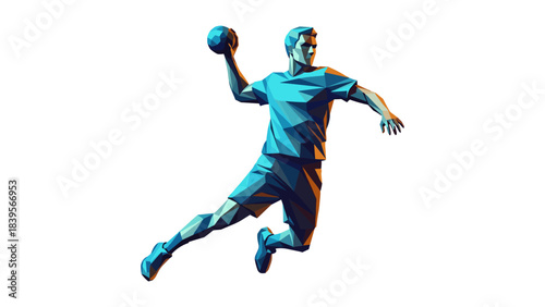 Abstract illustration of a handball player throwing the ball during a match