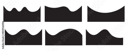 Collection of dividers shape templates. Modern separator header for website and app. Curve lines, wave collection of abstract design element for top and bottom page web site.Vector Illustration.