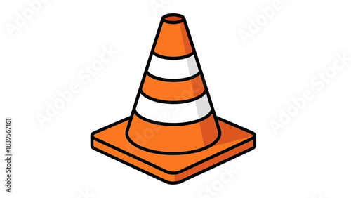 A vibrant orange and white traffic cone is prominently displayed signaling caution or directing attention and offering safety high quality professional