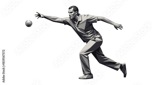 Abstract illustration of a man throwing a ball in a sport competition