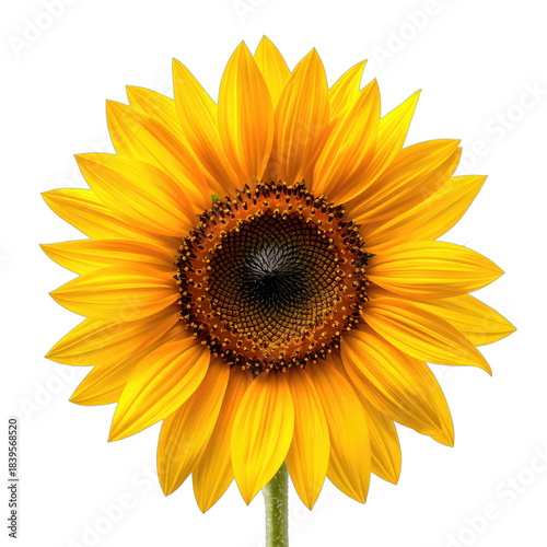 A vibrant, close-up portrait of a yellow sunflower centered against a pure black background.