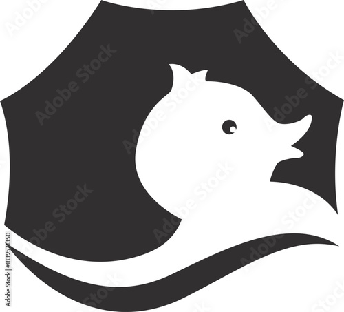 Cute minimalist bathtub duck logo