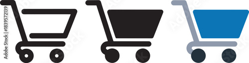 Icon vector illustration of shopping cart supermarket trolley grocery basket outline symbols