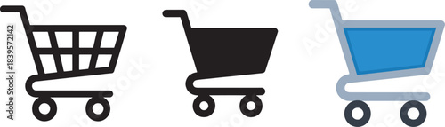 Icon vector illustration of shopping cart supermarket trolley grocery basket outline symbols