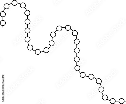 Circular nodes follow a trail that shifts direction through a set of arcs and bends.