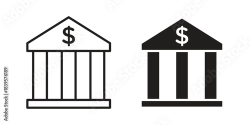 Bank icons Vector hand drawn illustration in doodle style. Simple sketch isolated.