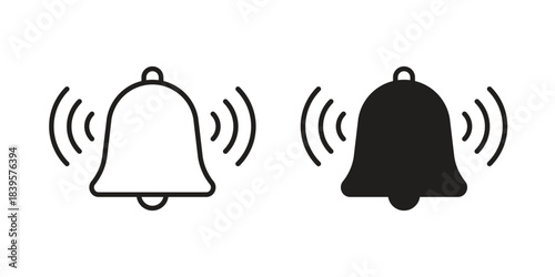 Bell ring icons Vector hand drawn illustration in doodle style. Simple sketch isolated.