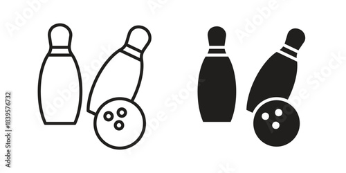 Bowling icons Vector hand drawn illustration in doodle style. Simple sketch isolated.