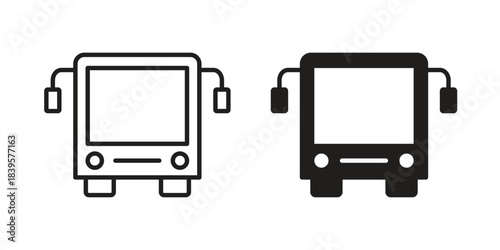 Bus icons Vector hand drawn illustration in doodle style. Simple sketch isolated.