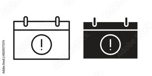Calendar exclamation icons Vector hand drawn illustration in doodle style. Simple sketch isolated.