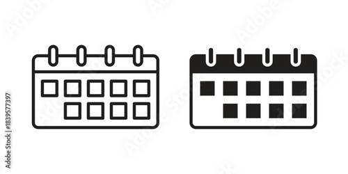 Calendar icons Vector hand drawn illustration in doodle style. Simple sketch isolated.