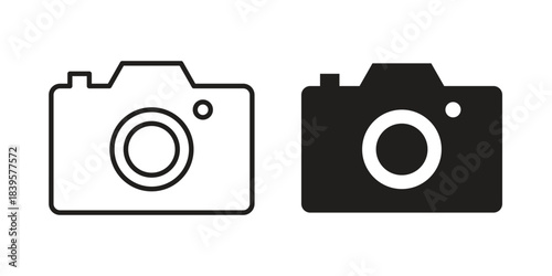 Camera icons Vector hand drawn illustration in doodle style. Simple sketch isolated.