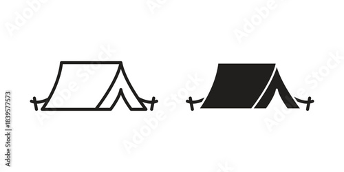 Camping icons Vector hand drawn illustration in doodle style. Simple sketch isolated.