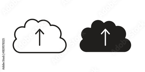 Cloud upload icons Vector hand drawn illustration in doodle style. Simple sketch isolated.