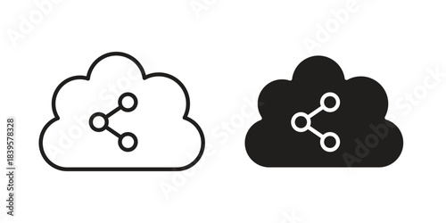 Cloud share icons Vector hand drawn illustration in doodle style. Simple sketch isolated.