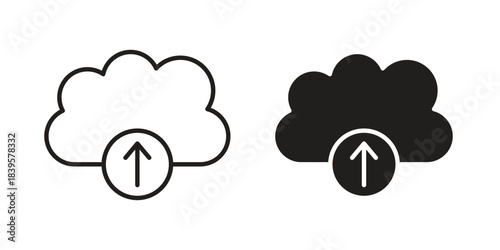 Cloud upload icons Vector hand drawn illustration in doodle style. Simple sketch isolated.