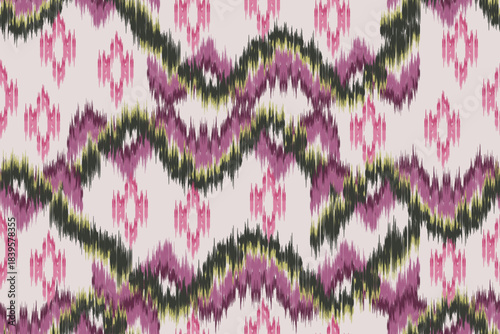 Seamless ethnic Ikat pattern in tribal, folk embroidery, and Mexican style Aztec geometry for Graphic Arts, Carpet Design, Wallpaper, Wrapping, and Clothing.