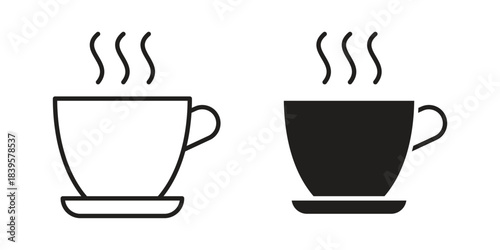 Coffee icons Vector hand drawn illustration in doodle style. Simple sketch isolated.