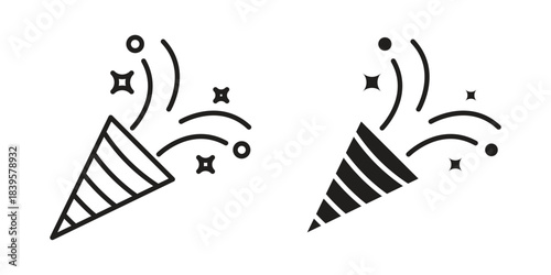 Confetti icons Vector hand drawn illustration in doodle style. Simple sketch isolated.