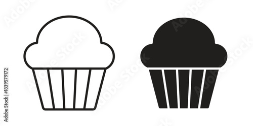 Cupcake icons Vector hand drawn illustration in doodle style. Simple sketch isolated.