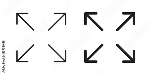 Expand arrows icons Vector hand drawn illustration in doodle style. Simple sketch isolated.
