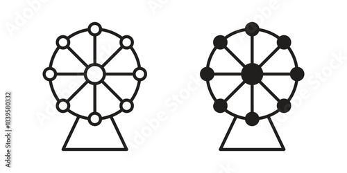 Ferris wheel icons Vector hand drawn illustration in doodle style. Simple sketch isolated.