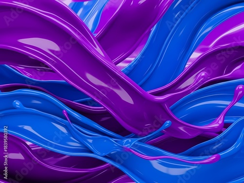 Vibrant abstract liquid waves in striking purple and blue, dynamic fluid motion art