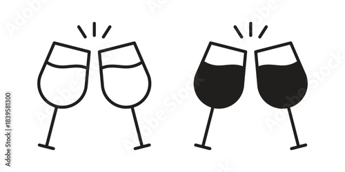 Glass-cheers icons Vector hand drawn illustration in doodle style. Simple sketch isolated.
