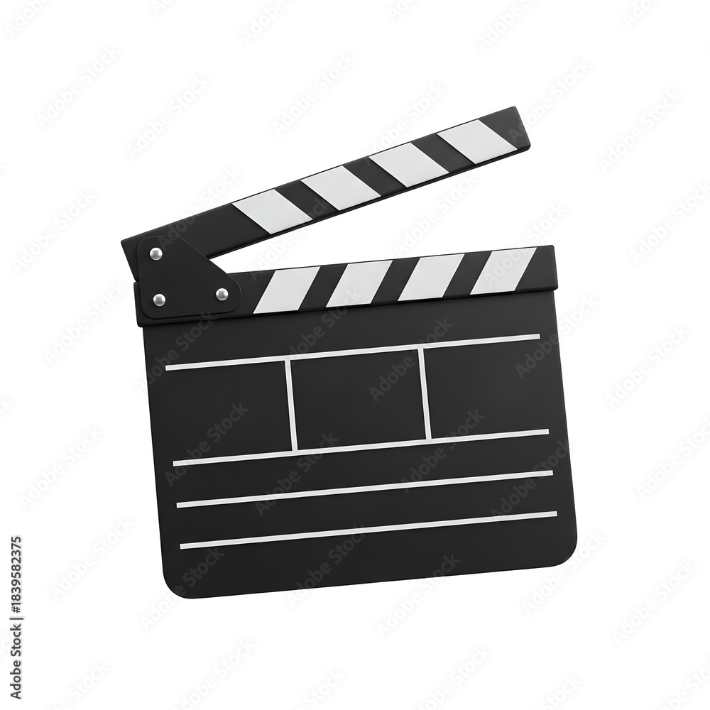 Fototapeta premium Film Clapperboard Black White Isolated On Transparent Background
