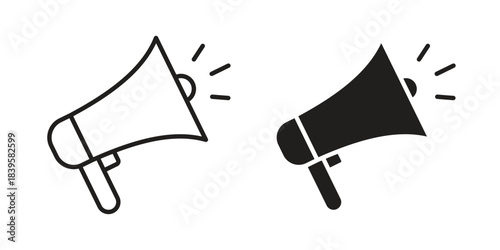 Megaphone icons Vector hand drawn illustration in doodle style. Simple sketch isolated.
