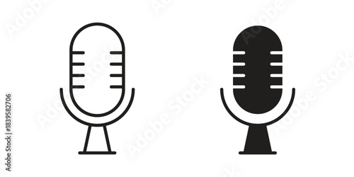 Microphone icons Vector hand drawn illustration in doodle style. Simple sketch isolated.