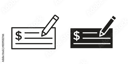 Money check icons Vector hand drawn illustration in doodle style. Simple sketch isolated.