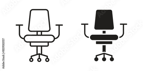 Office chair icons Vector hand drawn illustration in doodle style. Simple sketch isolated.