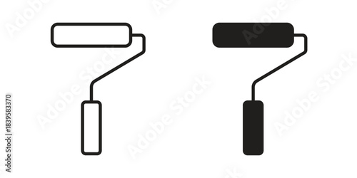Paint roller icons Vector hand drawn illustration in doodle style. Simple sketch isolated.