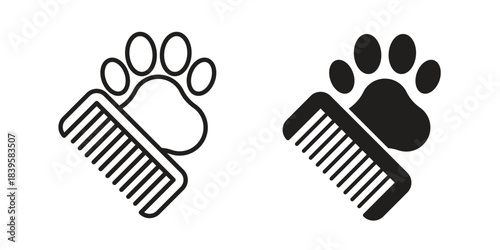 Pet grooming icons Vector hand drawn illustration in doodle style. Simple sketch isolated.