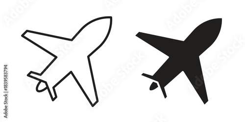 Plane icons Vector hand drawn illustration in doodle style. Simple sketch isolated.