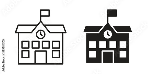school icons Vector hand drawn illustration in doodle style. Simple sketch isolated.