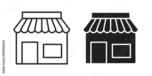Store icons Vector hand drawn illustration in doodle style. Simple sketch isolated.