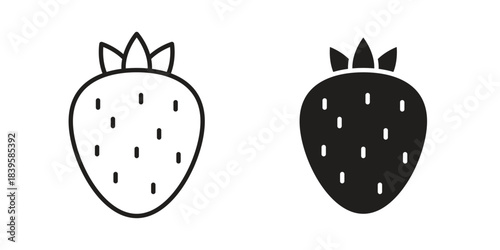 Strawberry icons Vector hand drawn illustration in doodle style. Simple sketch isolated.