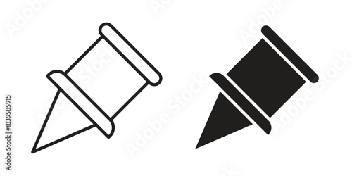 Thumbtack icons Vector hand drawn illustration in doodle style. Simple sketch isolated.
