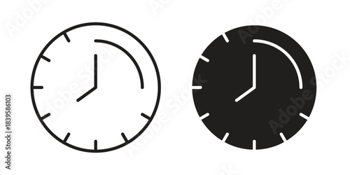 Time quarter past icons Vector hand drawn illustration in doodle style. Simple sketch isolated.