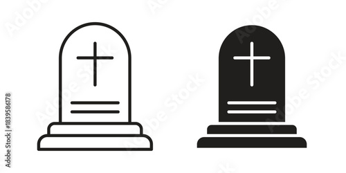 Tombstone icons Vector hand drawn illustration in doodle style. Simple sketch isolated.